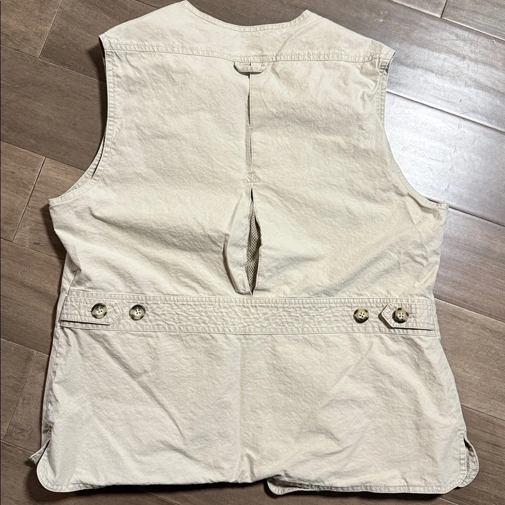 LL Bean Tan Fishing Utility Vest SZ Large